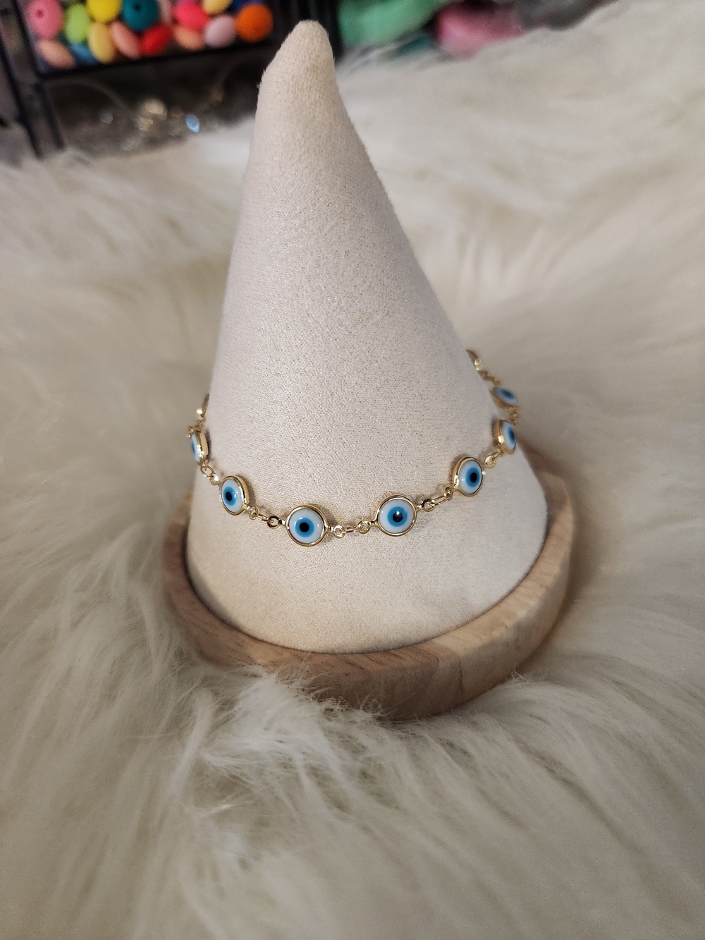 Gold Plated Blue Evil Eye Bracelet